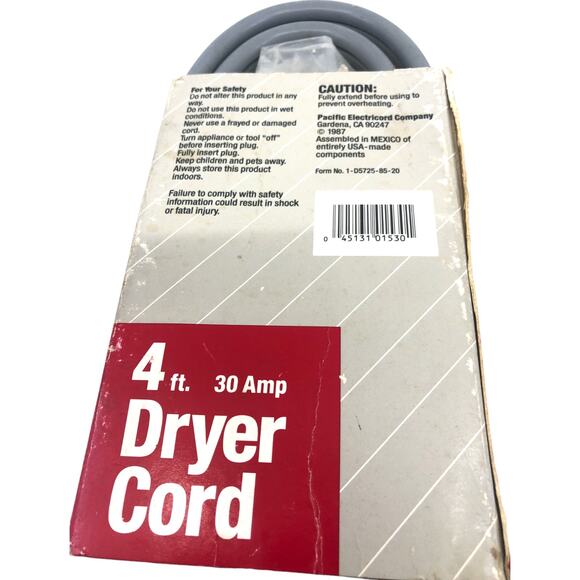 Electricord 4ft 30 Amp 125/250V Power Supply Dryer Cord *NEW* - Picture 4 of 6